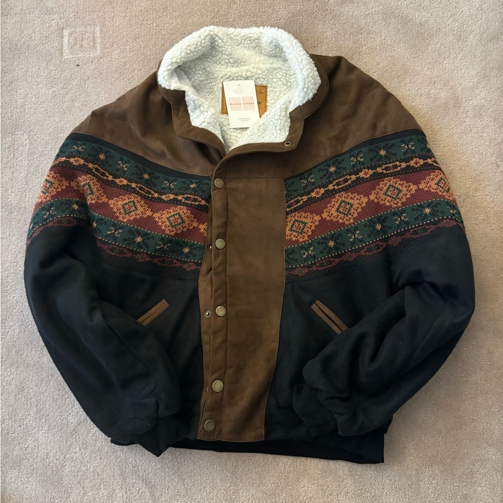 Vintage Style Vegan Suede Sherpa Lined Bomber